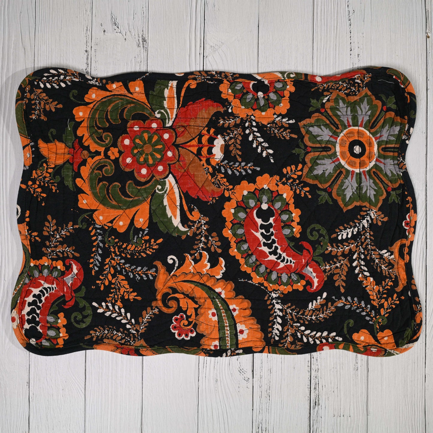 Wavy Quilted Floral Cotton Placemat (set of 6)