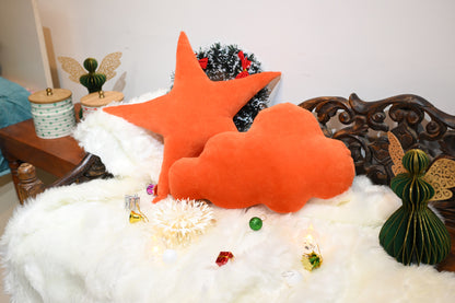 orange velvet shape cushion ( star,cloud)