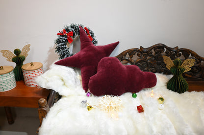 MAROON VELVET SHAPE CUSHIONS (STAR, CLOUD)