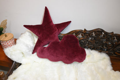 MAROON VELVET SHAPE CUSHIONS (STAR, CLOUD)