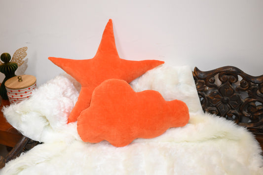 orange velvet shape cushion ( star,cloud)