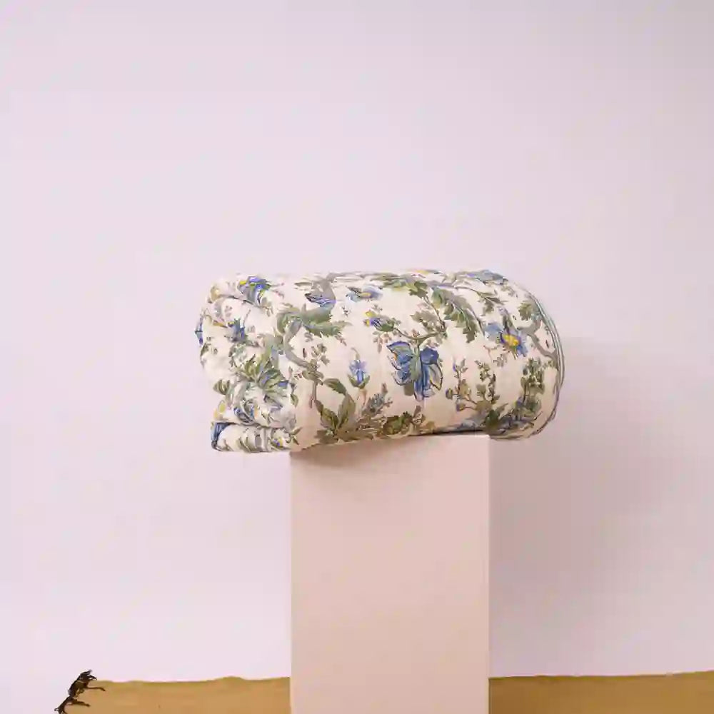 Aurora cotton filled winter print double quilt (Green)