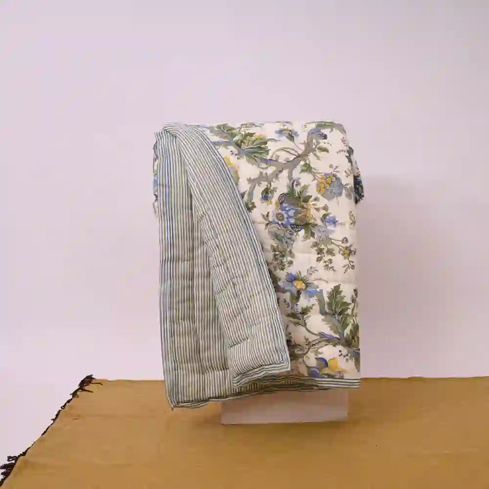 Aurora cotton filled winter print double quilt (Green)