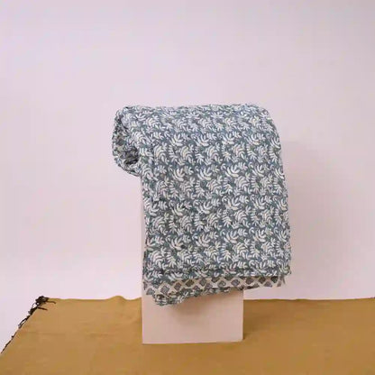Berry Bliss cotton filled winter print double quilt (Aqua)