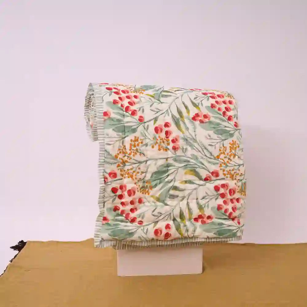 Berry Bloom cotton filled winter print medium quilt