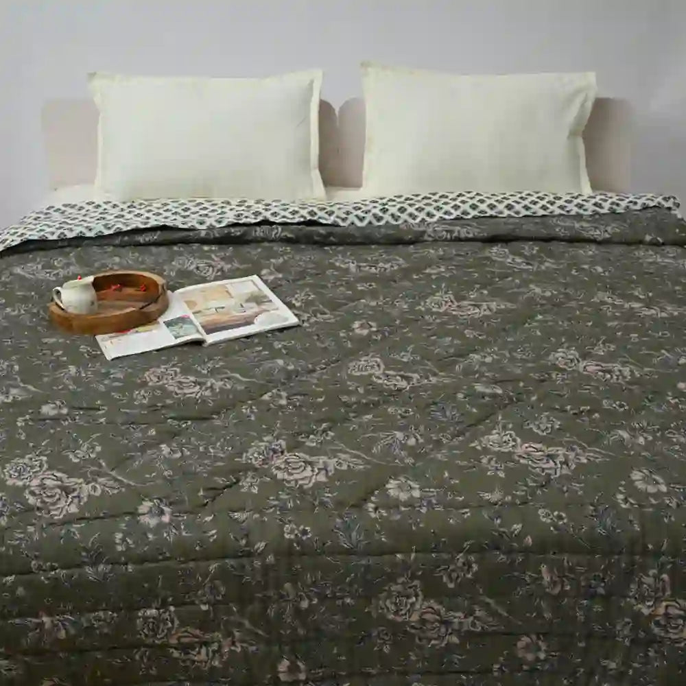 Woodland Charm cotton filled winter print double quilt