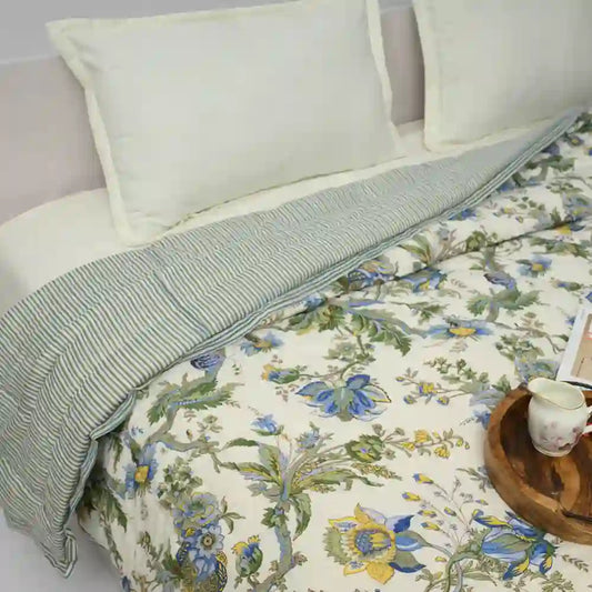 Aurora cotton filled winter print double quilt (Green)