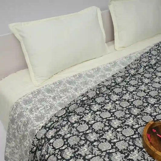 Midnight bloom reversible double mulmul quilt