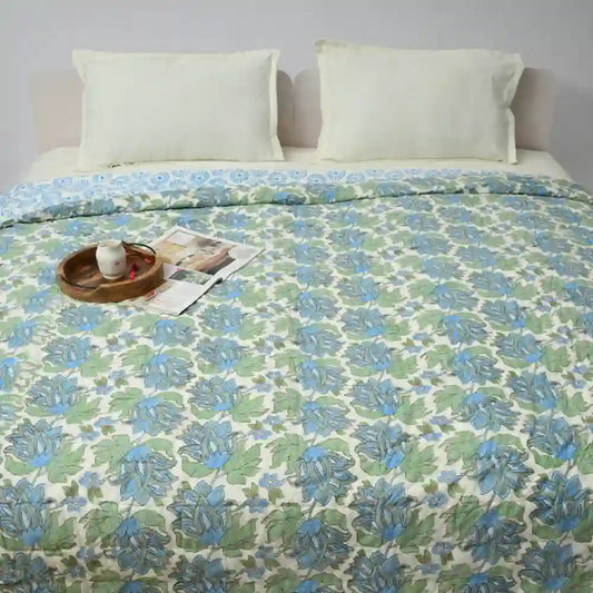 Golden hour bloom reversible double mulmul quilt