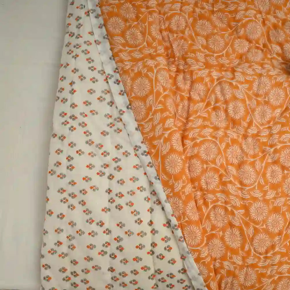 Golden Bloom cotton filled winter print medium quilt