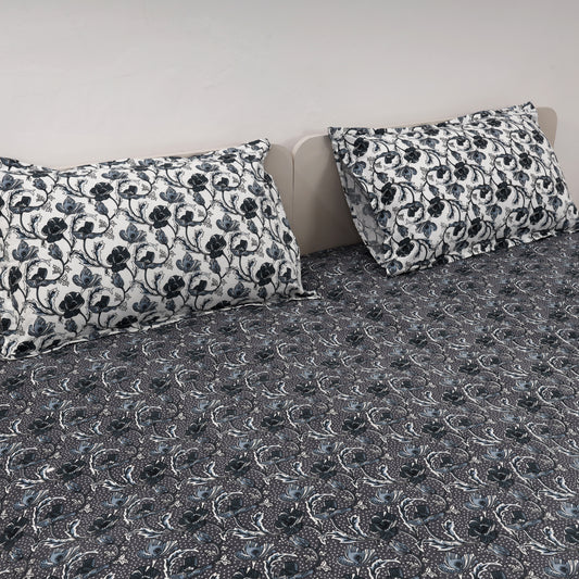 Twilight Bloom 100x100 inches Cotton Bedsheet