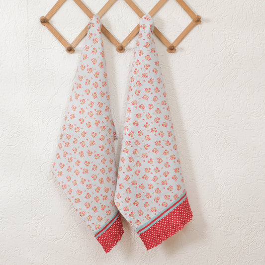 Vintage-Inspired Floral Kitchen Towels with loop (Set of 2)