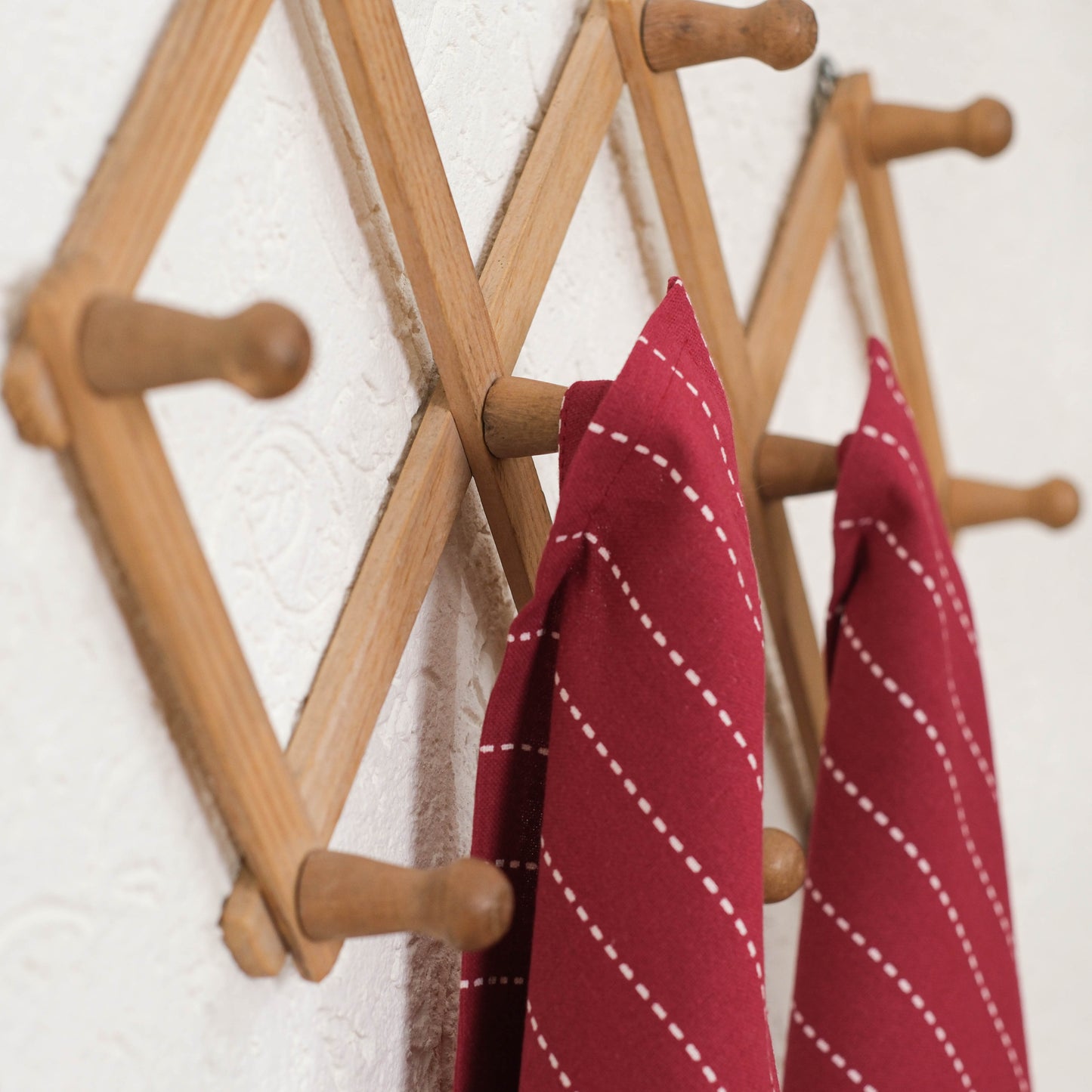 Maroon and White Striped kitchen Towels with loop (set of 2)