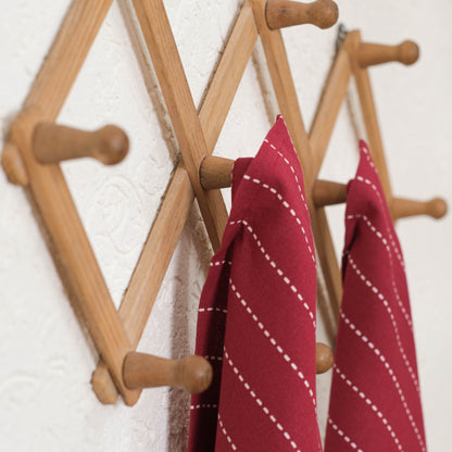 Maroon and White Striped kitchen Towels with loop (set of 2)