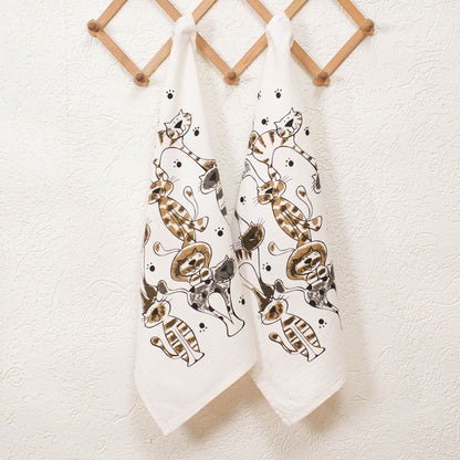 Purrfectly Playful kitchen towels with loop (set of 2)