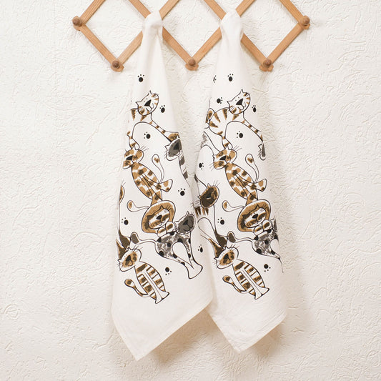 Purrfectly Playful kitchen towels with loop (set of 2)