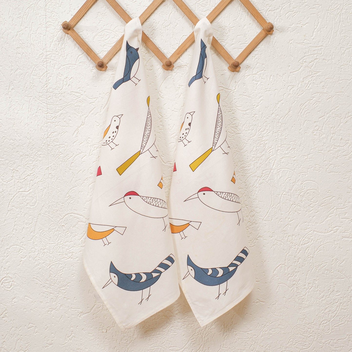 Whimsical Bird Kitchen Towels with loop (Set of 2)