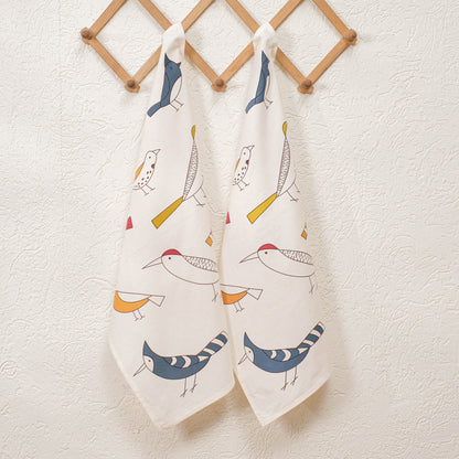 Whimsical Bird Kitchen Towels with loop (Set of 2)