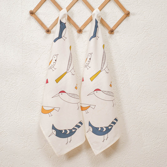 Whimsical Bird Kitchen Towels with loop (Set of 2)