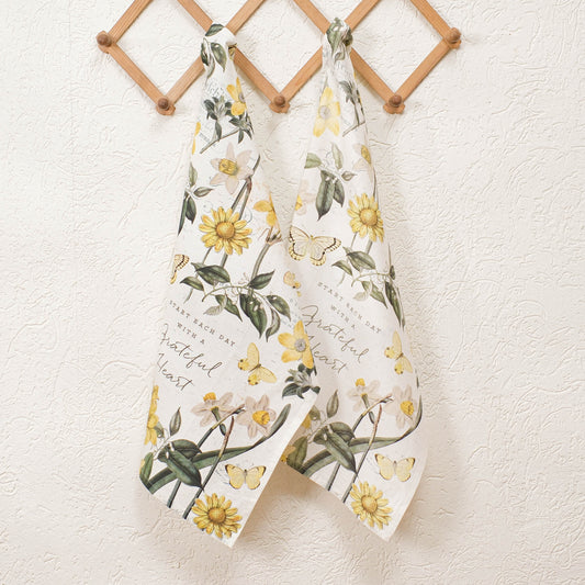 Sunshine Floral Kitchen Towels with loop (set of 2)
