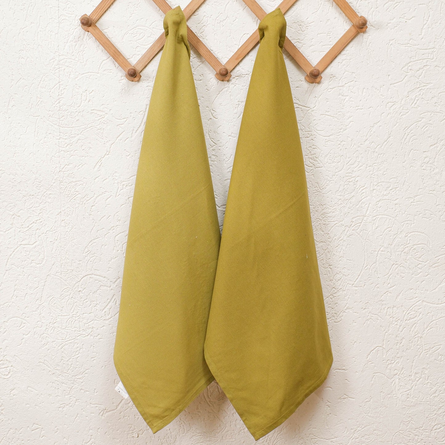Minimalist Mustard Yellow Kitchen Towels with loop (Set of 2)