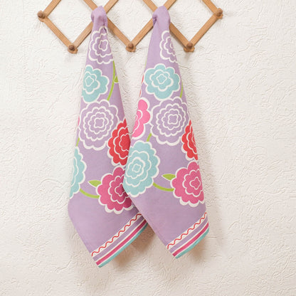 Cheerful Floral Kitchen Towels with loop (Set of 2)