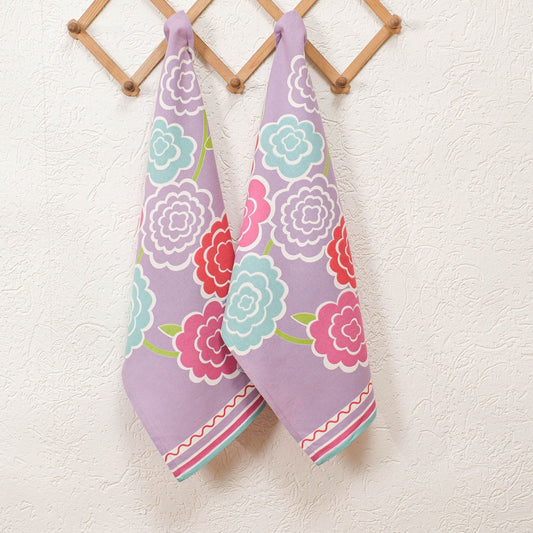 Cheerful Floral Kitchen Towels with loop (Set of 2)