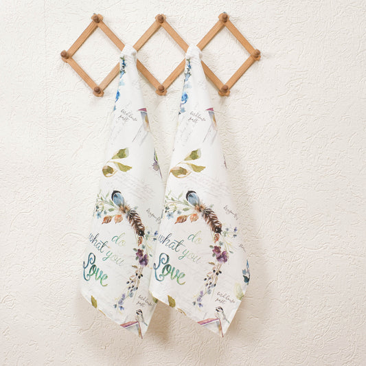 Cottagecore-Inspired Floral Kitchen Towels with loop (Set of 2)
