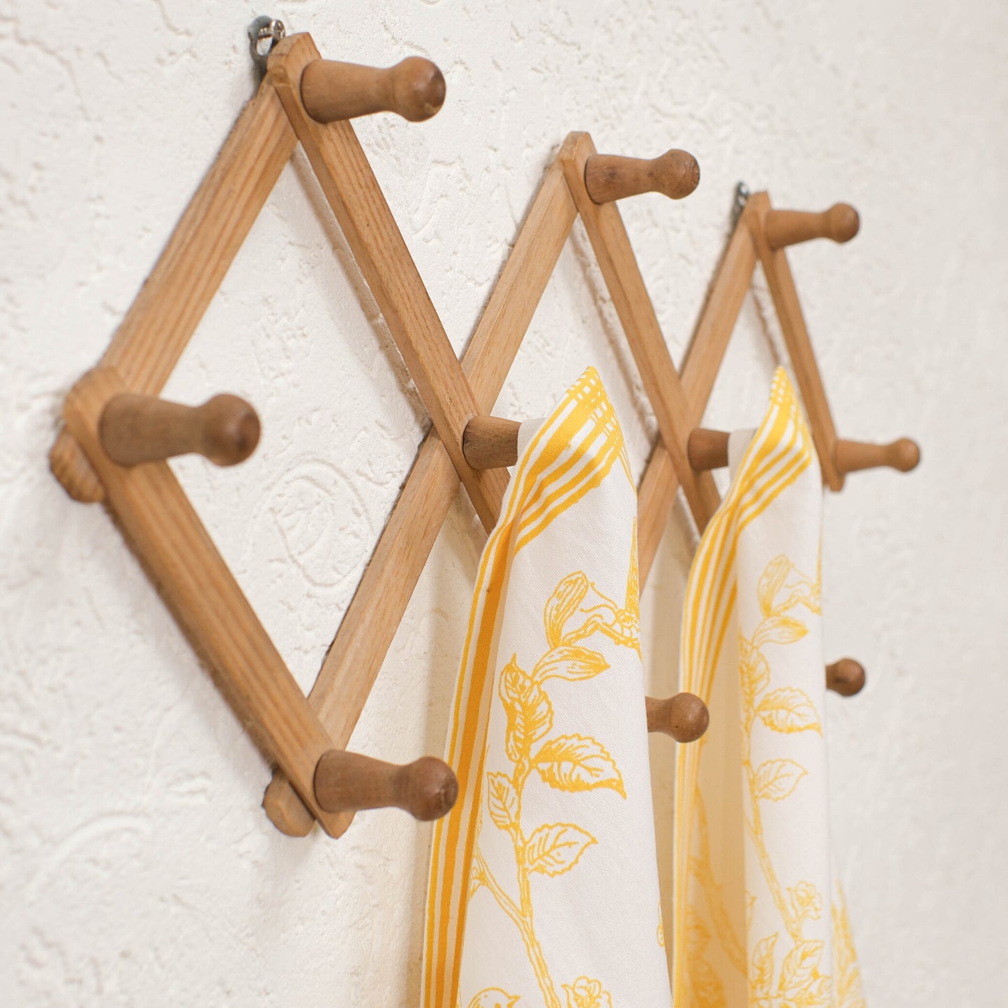Yellow Floral Kitchen Towels with loop (Set of 2)