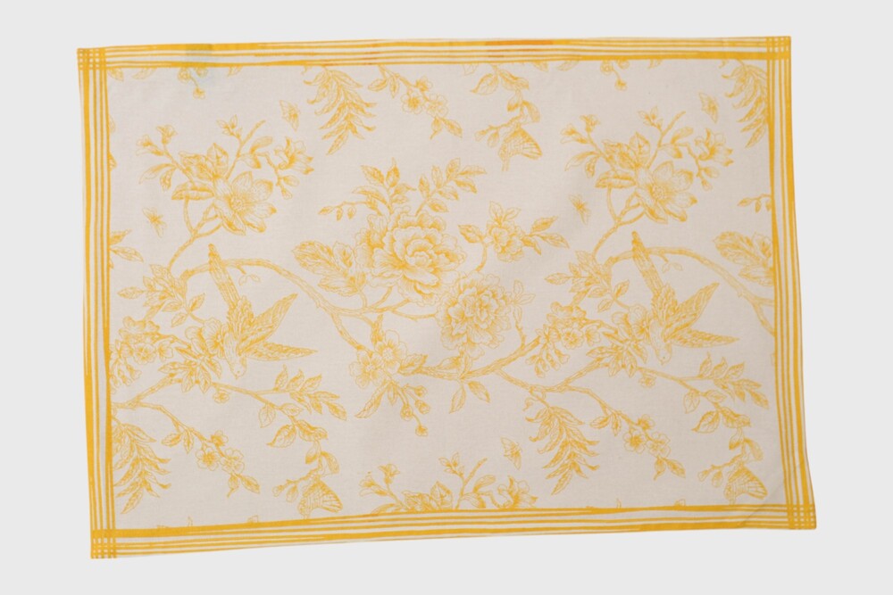 Yellow Floral Kitchen Towels with loop (Set of 2)