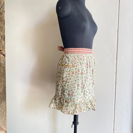 Rustic Bloom Vintage Ruffle Half Apron