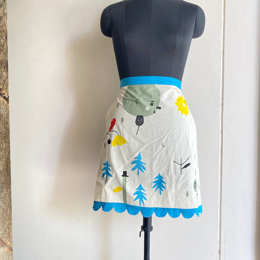 Forest Friends Scallop-Edge Cotton Half Apron