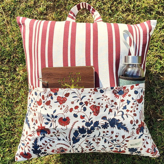 Gardenia Portable Reading Cushion with pocket