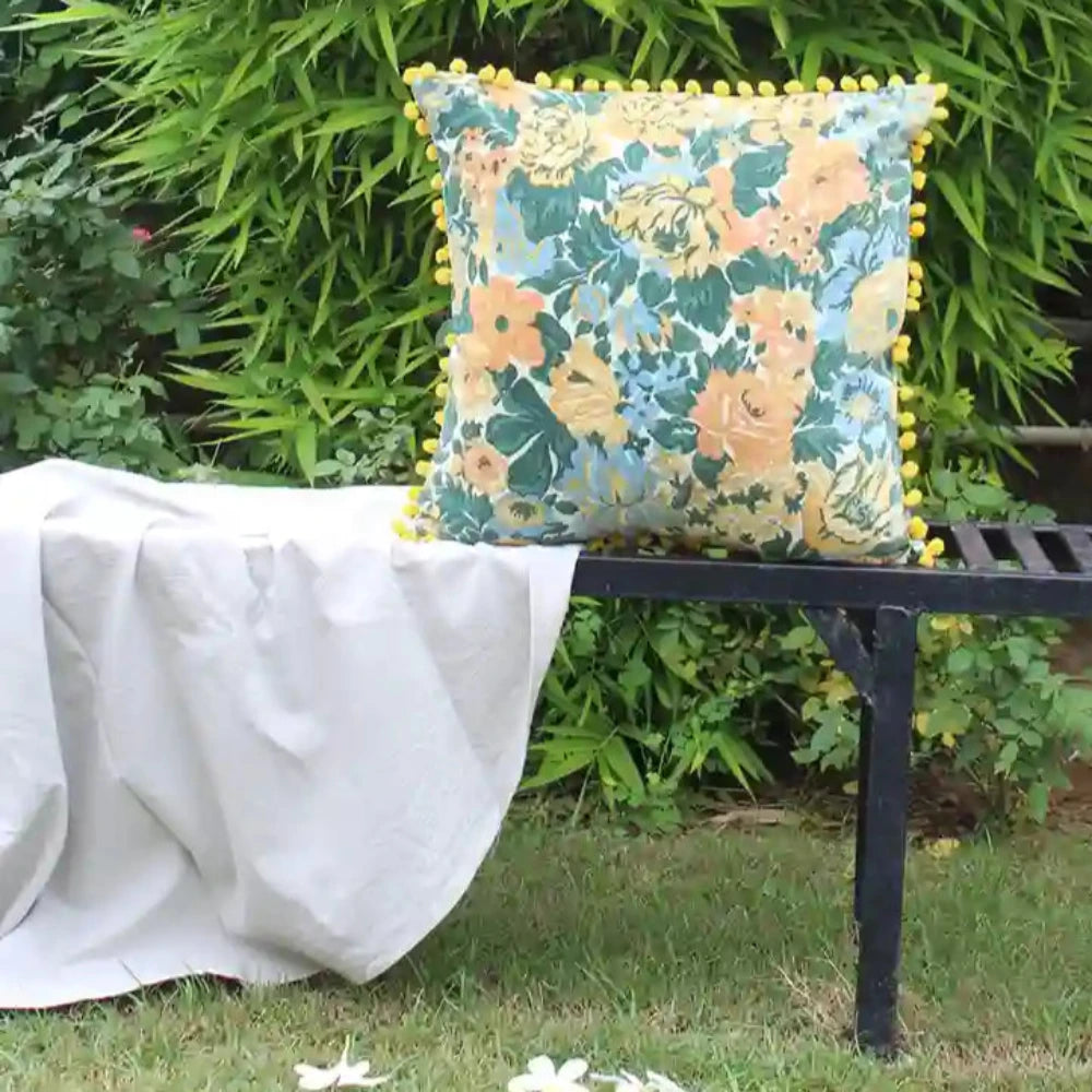 Floral Fiesta Pom-Pom Cushion Cover (Set of 2)