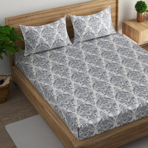 Royal damask 108x108 inches Cotton Bedsheet with 2 pillow cover