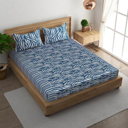Wavy Stripe Cotton super king Bedsheet with pillow covers