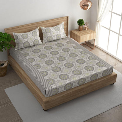 Mandala medallion cotton king bedsheet with pillow covers