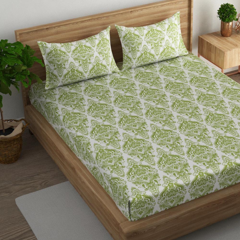Royal damask 108x108 inches Cotton Bedsheet with 2 pillow cover