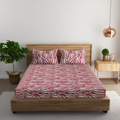 Wavy stripe cotton super king bedsheet with pillow covers