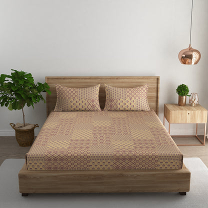 Geometric mandala cotton king bedsheet with pillow covers