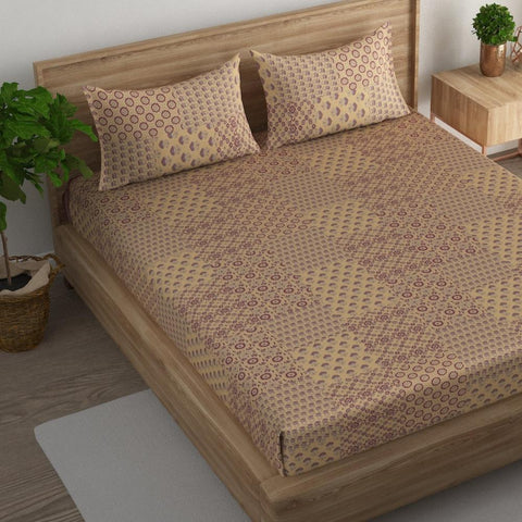 Geometric mandala cotton king bedsheet with  2 pillow cover