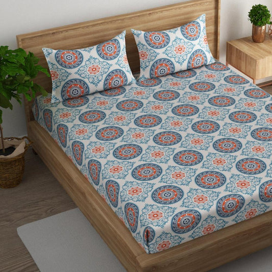 Mandala medallion cotton king Bedsheet with pillow covers