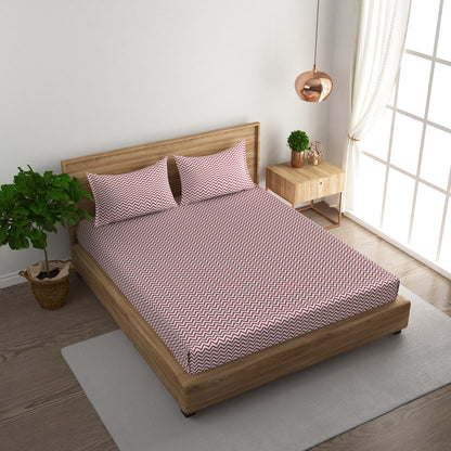 Chevron stripe cotton super king bedsheet with pillow covers
