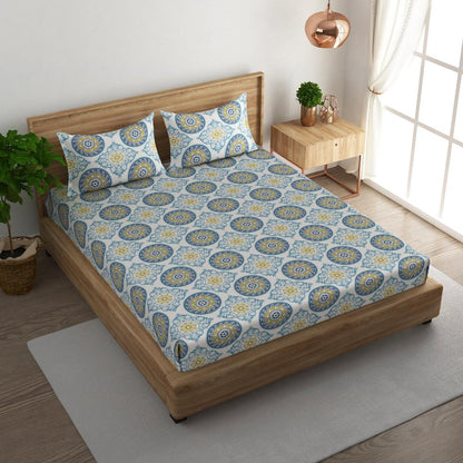 Mandala medallion cotton king bedsheet with pillow covers