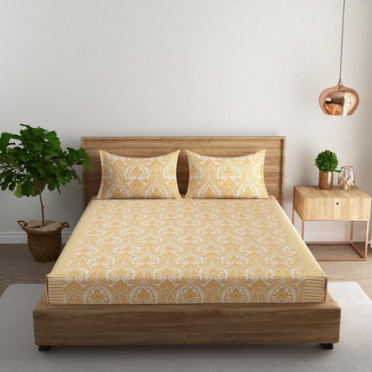 Medallion paisley cotton super king  bedsheet with pillow covers