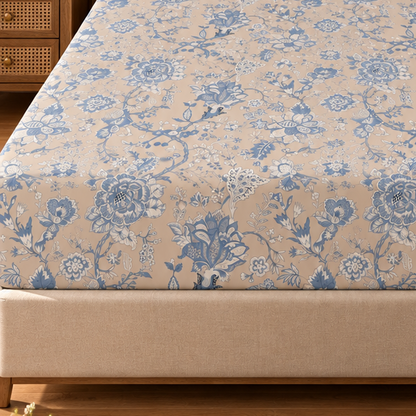 BLUE JACOBIYAN PRINT WITH 2 PILLOW COVER 100x100"