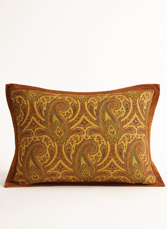 Golden Ember Paisley Cushion Cover