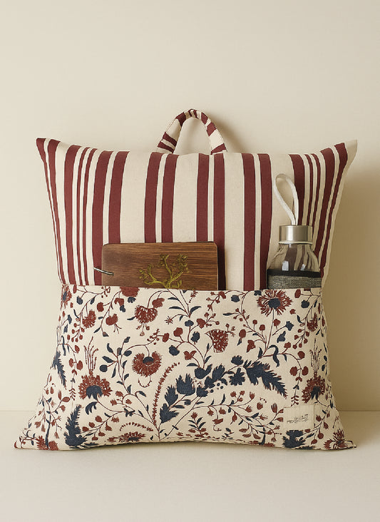 Gardenia Portable Reading Cushion Cover with pocket