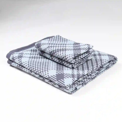 Tartan check cotton super king bedsheet with pillow covers