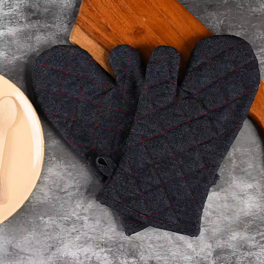 Quilted Denim Oven Mitts (set of 2)